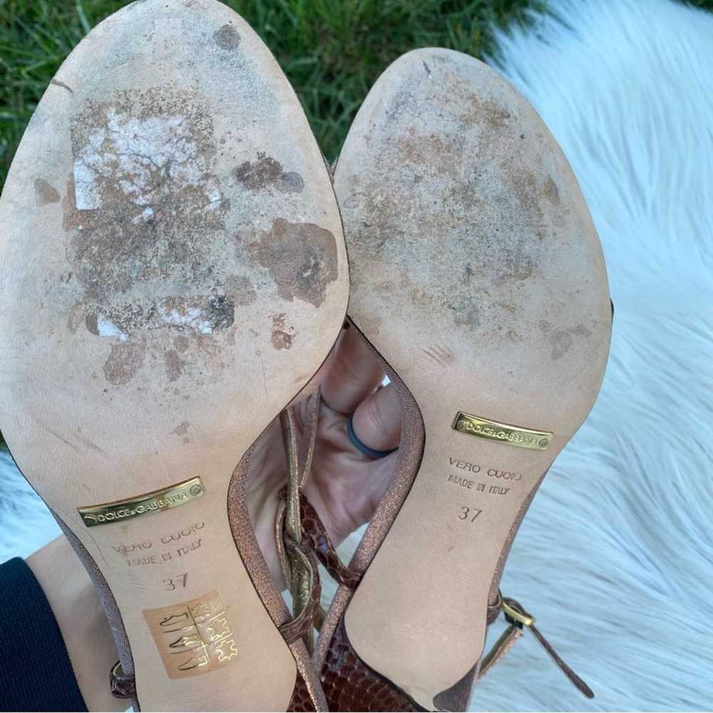 DOLCE & GABBANA Metallic Brown Ankle Strap Heels … - image 6