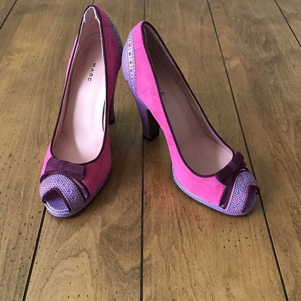 Marc Jacobs Pink Suede + Purple Leather Heels (si… - image 4