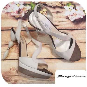 Rare Grey Mer Suede Heels With Acrylic H - image 1