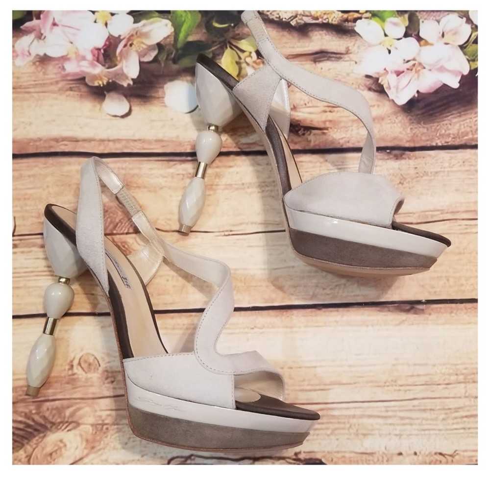 Rare Grey Mer Suede Heels With Acrylic H - image 2