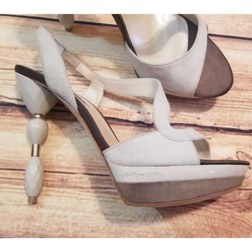 Rare Grey Mer Suede Heels With Acrylic H - image 4