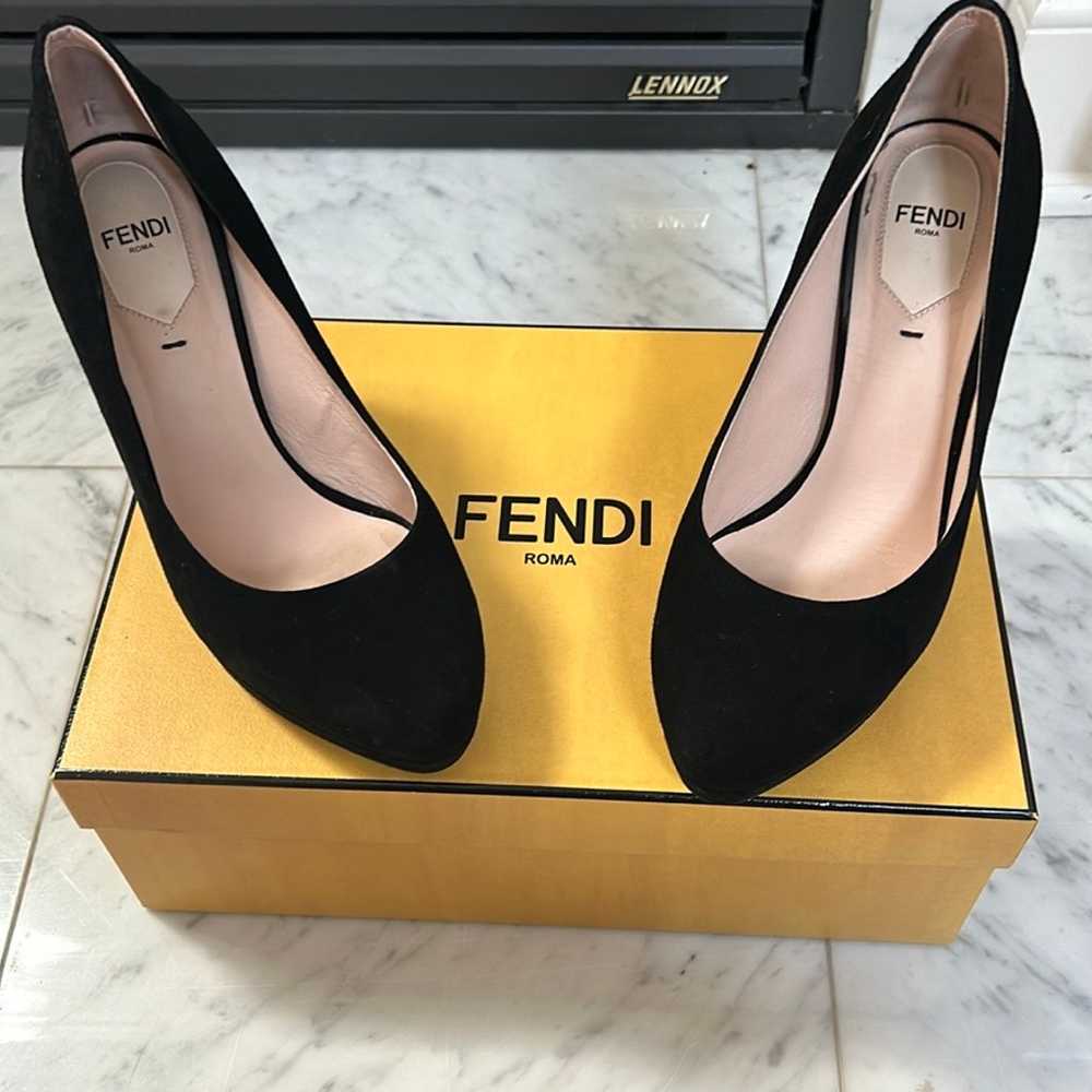 Fendi black suede platform pumps heels 37.5 - image 1