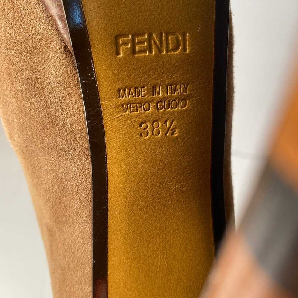Fendi suede Booties pumps open toe platform tan 3… - image 9