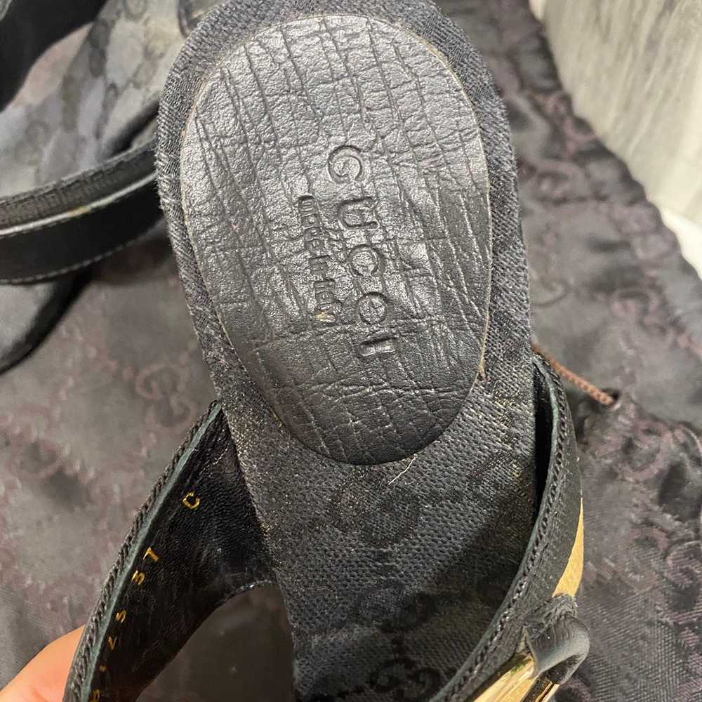 Gucci Black Canvas Saddle Sandals Heels Size 7 - image 5