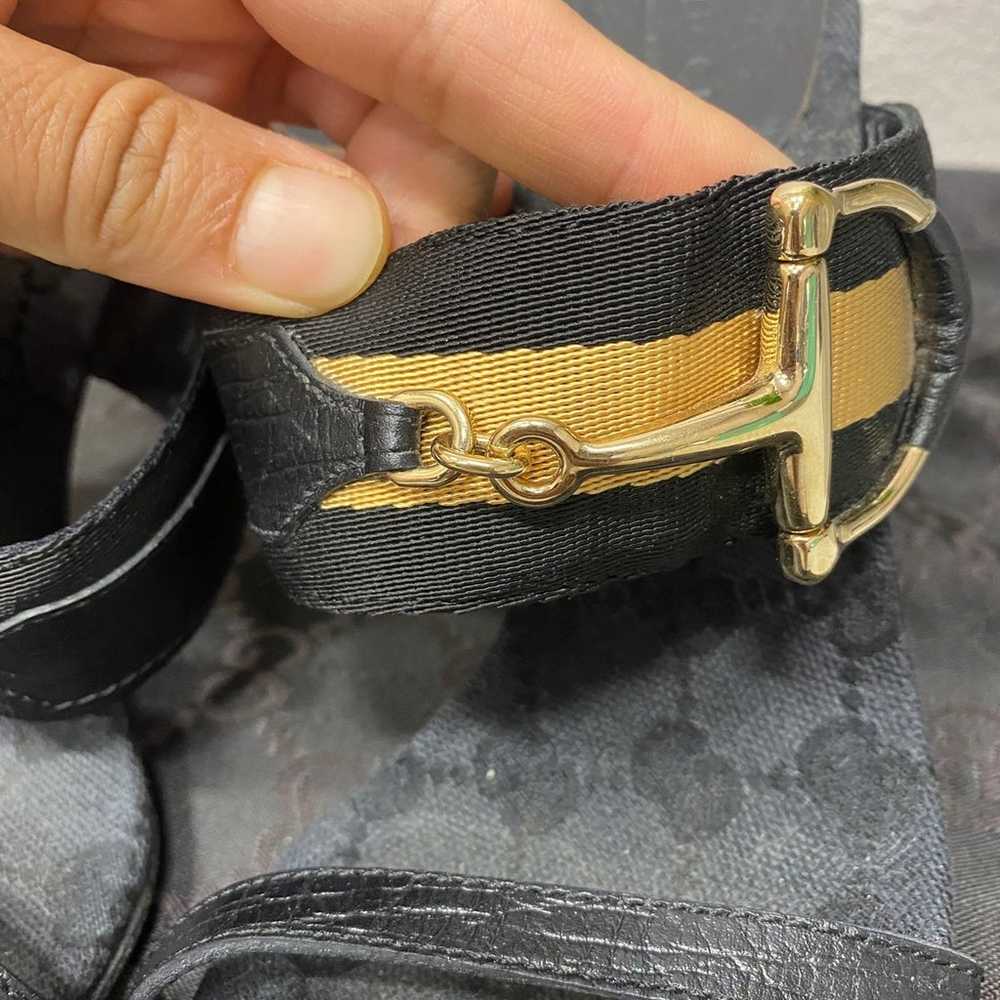 Gucci Black Canvas Saddle Sandals Heels Size 7 - image 8