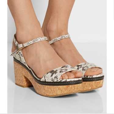 Jimmy Choo Naylor Elaphe Snakeskin Cork Sandals Sz