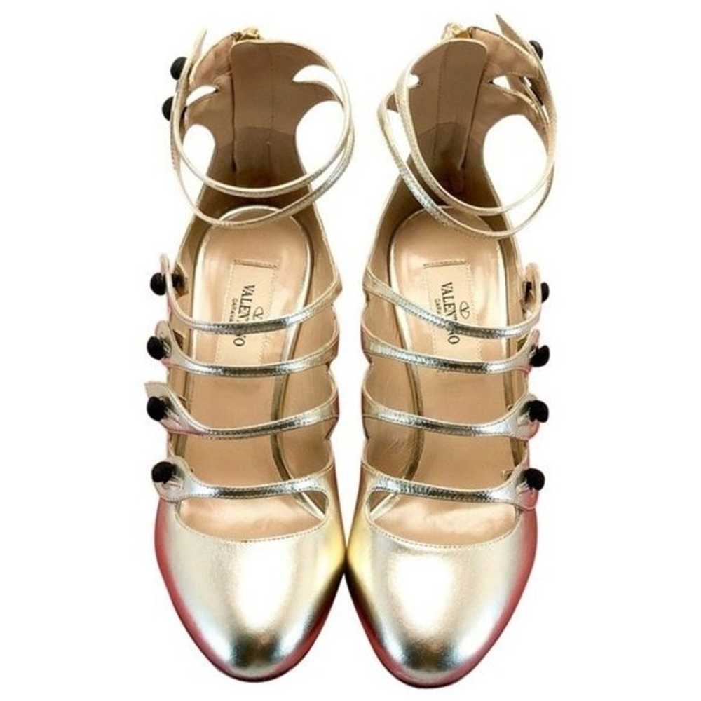 VALENTINO Gold Rockstud Leather Sandals EU:36 - image 2