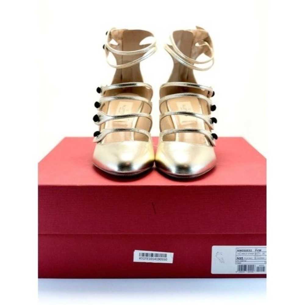 VALENTINO Gold Rockstud Leather Sandals EU:36 - image 4