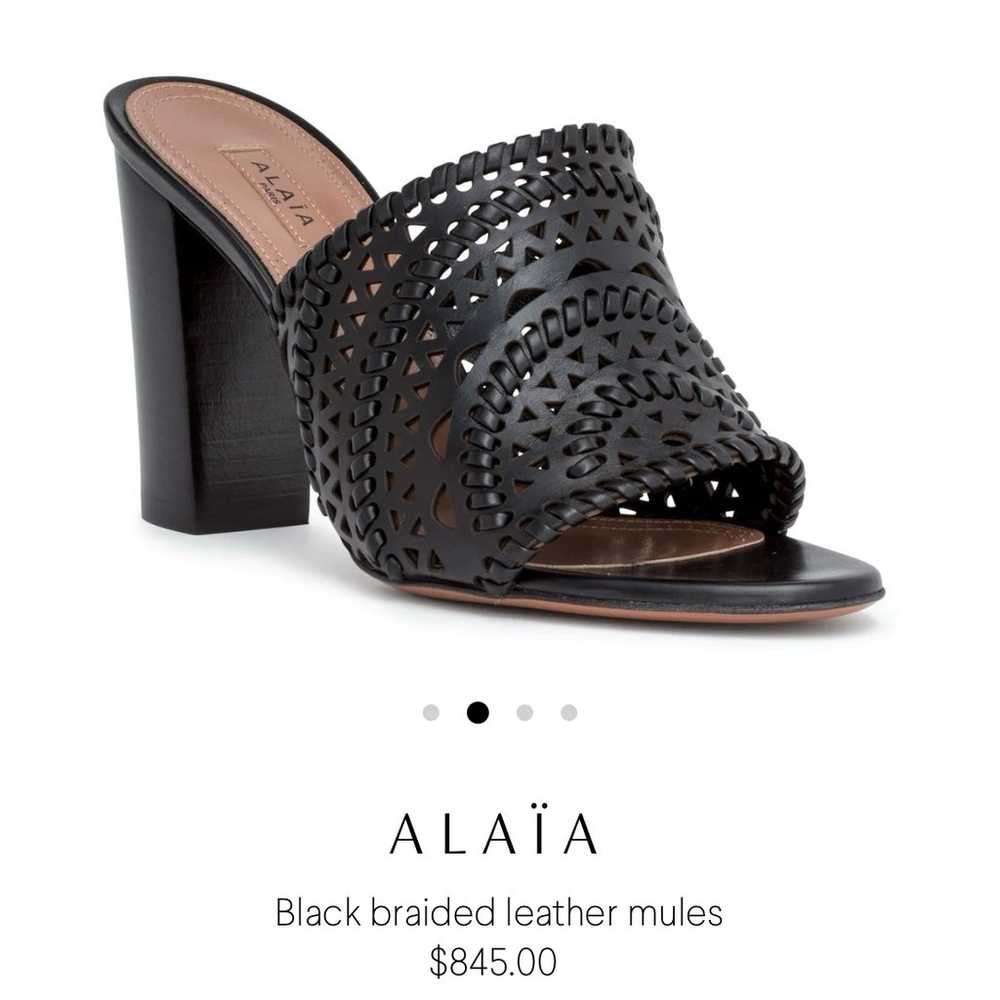 Alaia Black Leather Laser Cut Mules size 38 - image 2