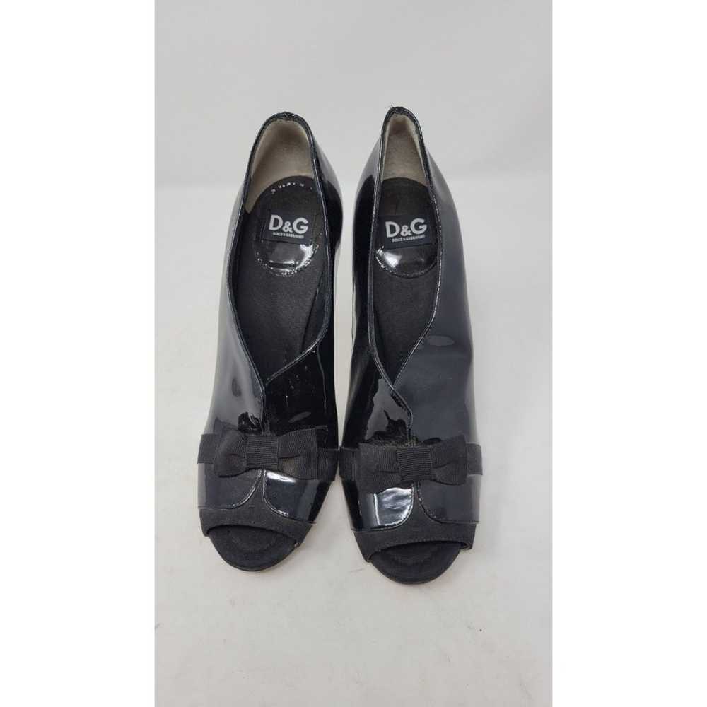 Dolce & Gabbana Black Patent Leather Peep Toe Boo… - image 1