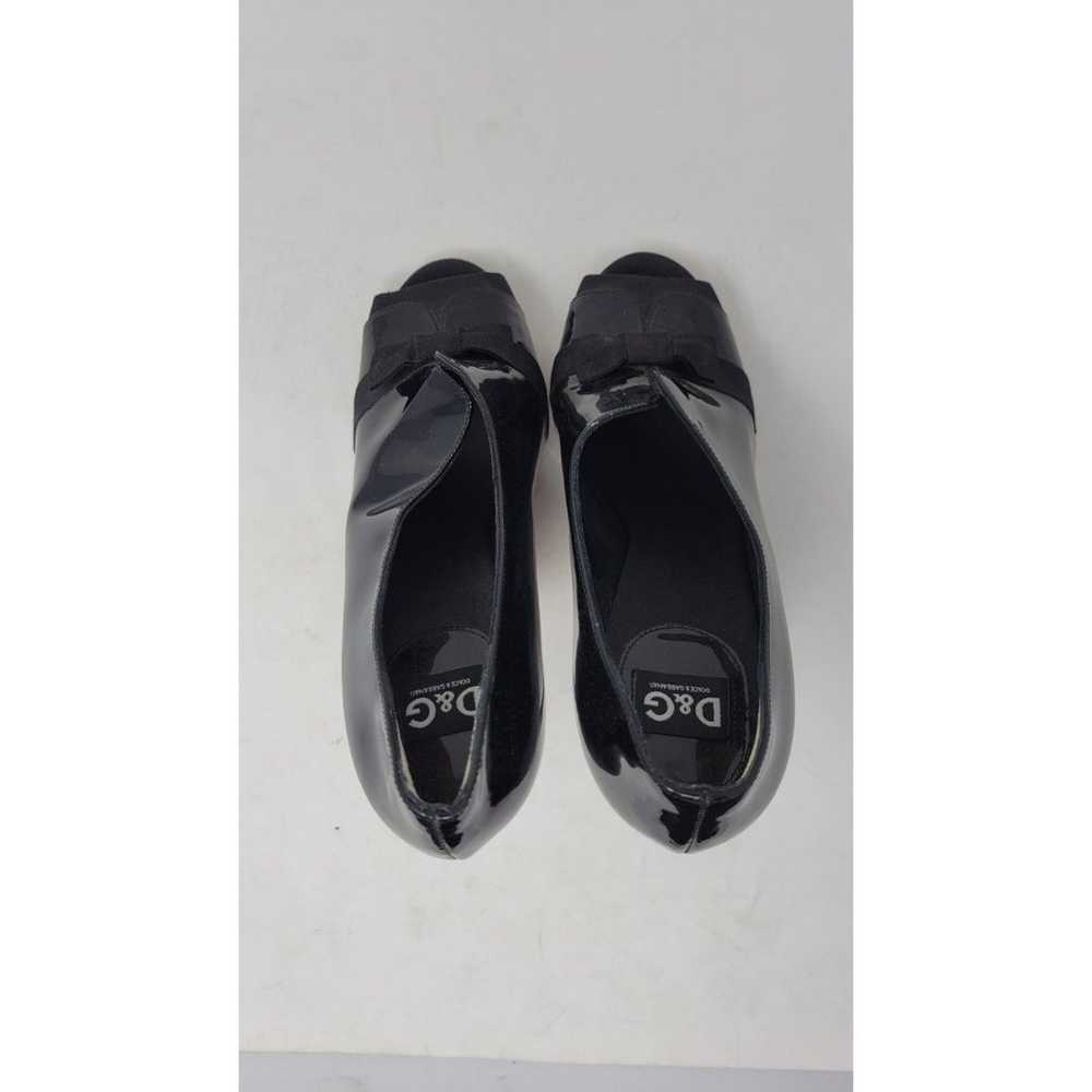 Dolce & Gabbana Black Patent Leather Peep Toe Boo… - image 3