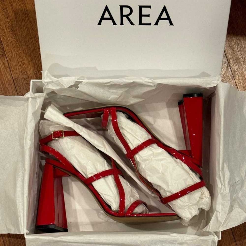 AREA NYC. AUTHENTIC. RED HIGH HEEL "A" SANDALS. R… - image 4