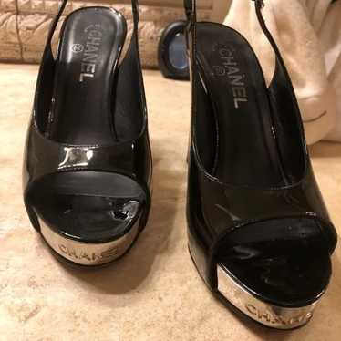 Authentic Chanel block platform heels - image 1