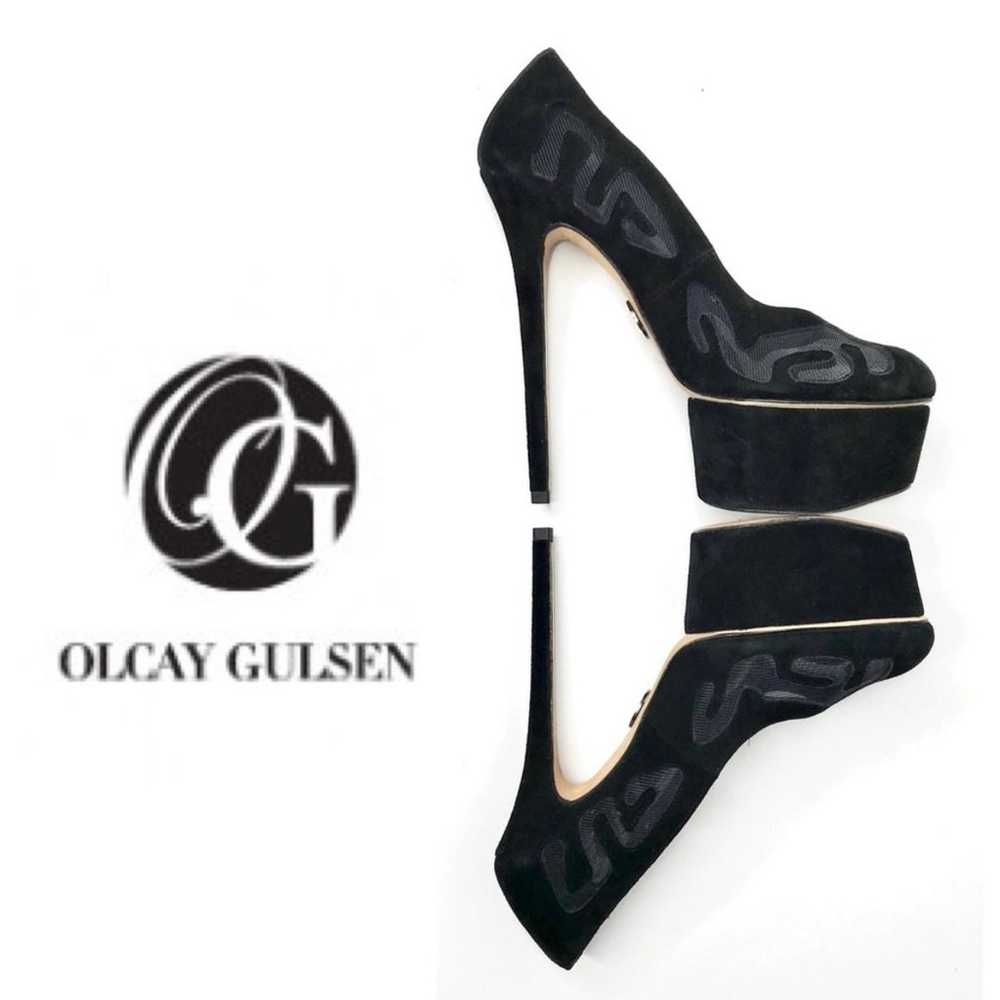 @Olcay Gulsen Black Platform Mesh Heels Pumps 37 - image 1