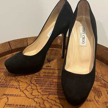 Jimmy Choo Cosmic Black Suede Heels size EU 37.5 - image 1