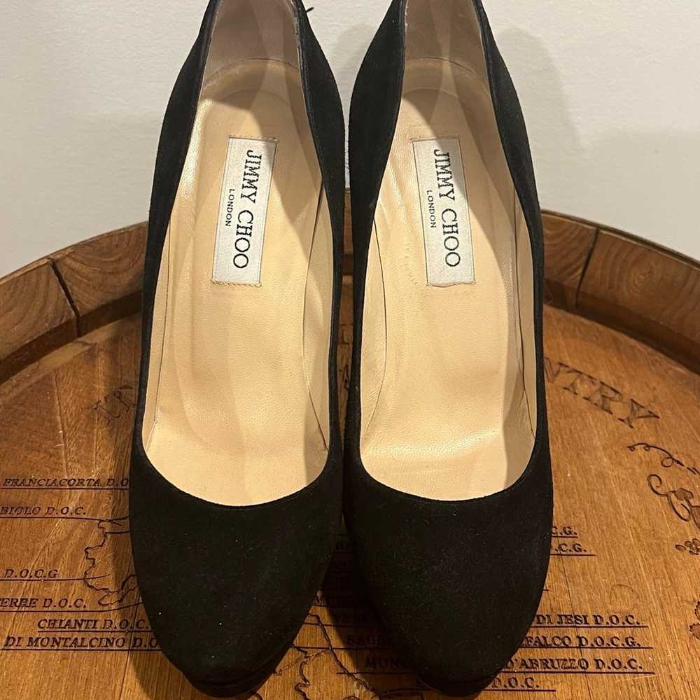 Jimmy Choo Cosmic Black Suede Heels size EU 37.5 - image 2