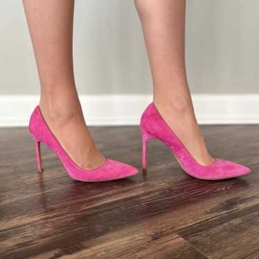 Manolo Blahnik suede magenta pink heels