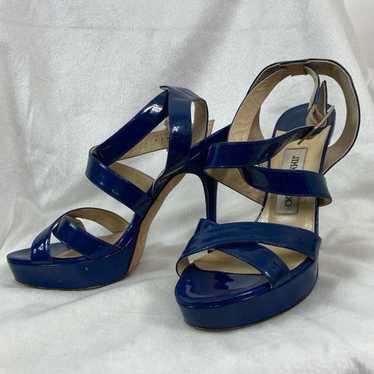 Jimmy Choo, blue patent leather platform heels.  … - image 1