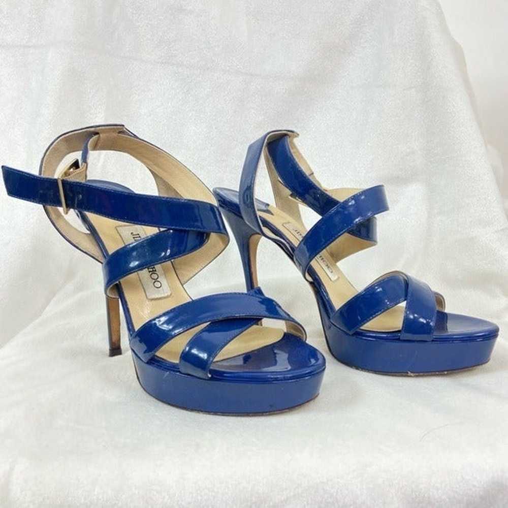 Jimmy Choo, blue patent leather platform heels.  … - image 3