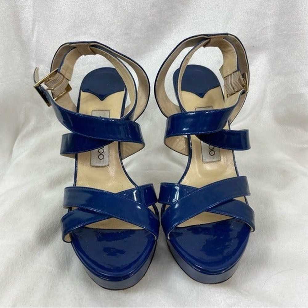 Jimmy Choo, blue patent leather platform heels.  … - image 4