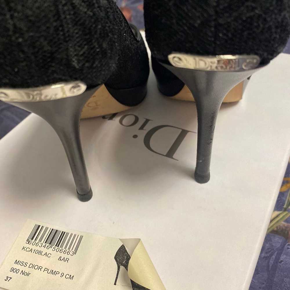 Dior black lace peep toe pumps - image 2