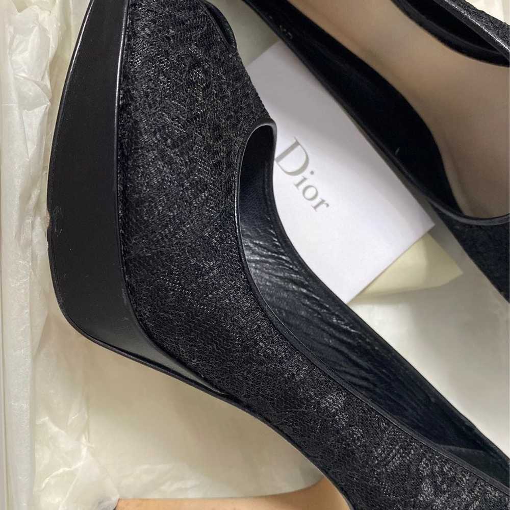 Dior black lace peep toe pumps - image 7