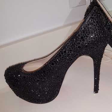 Black crystal heels