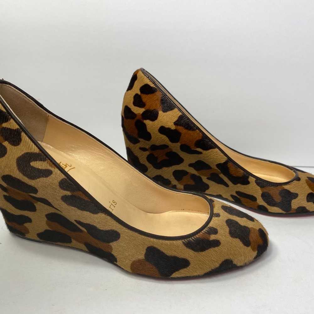 Christian Louboutin wedge pony hair pumps leopard… - image 1