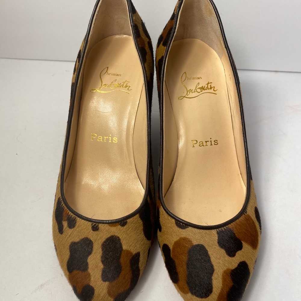 Christian Louboutin wedge pony hair pumps leopard… - image 4
