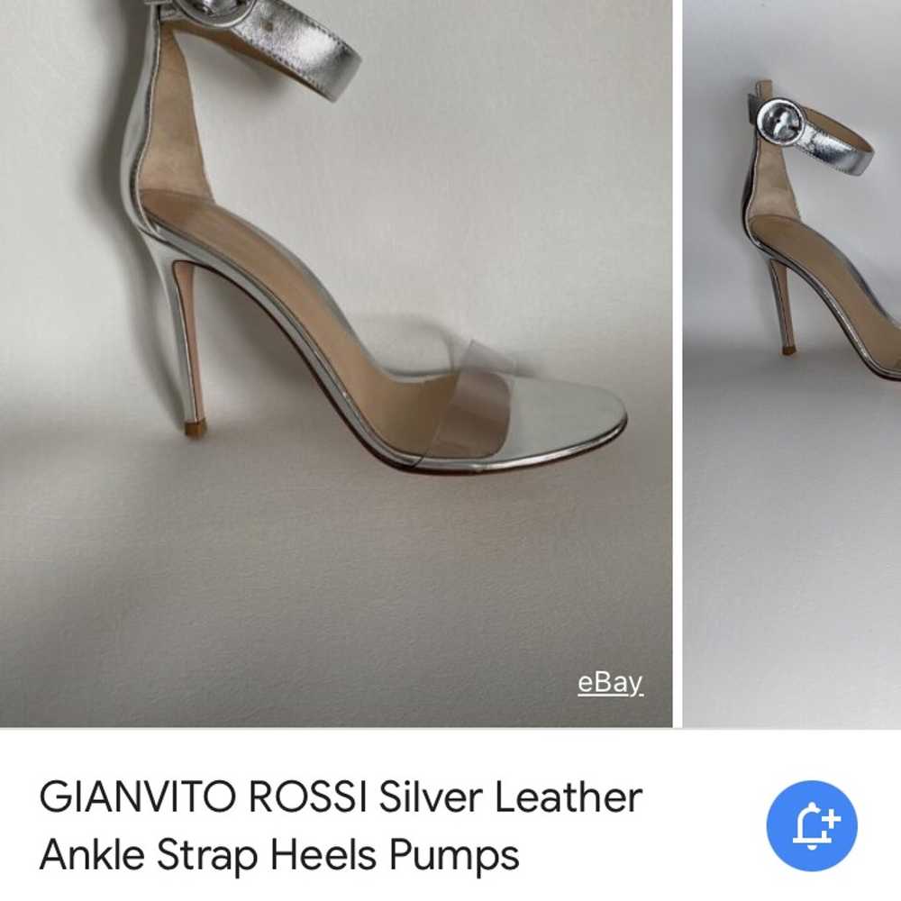 GIANVITO ROSSI Silver Leather Ankle Strap Heels P… - image 2
