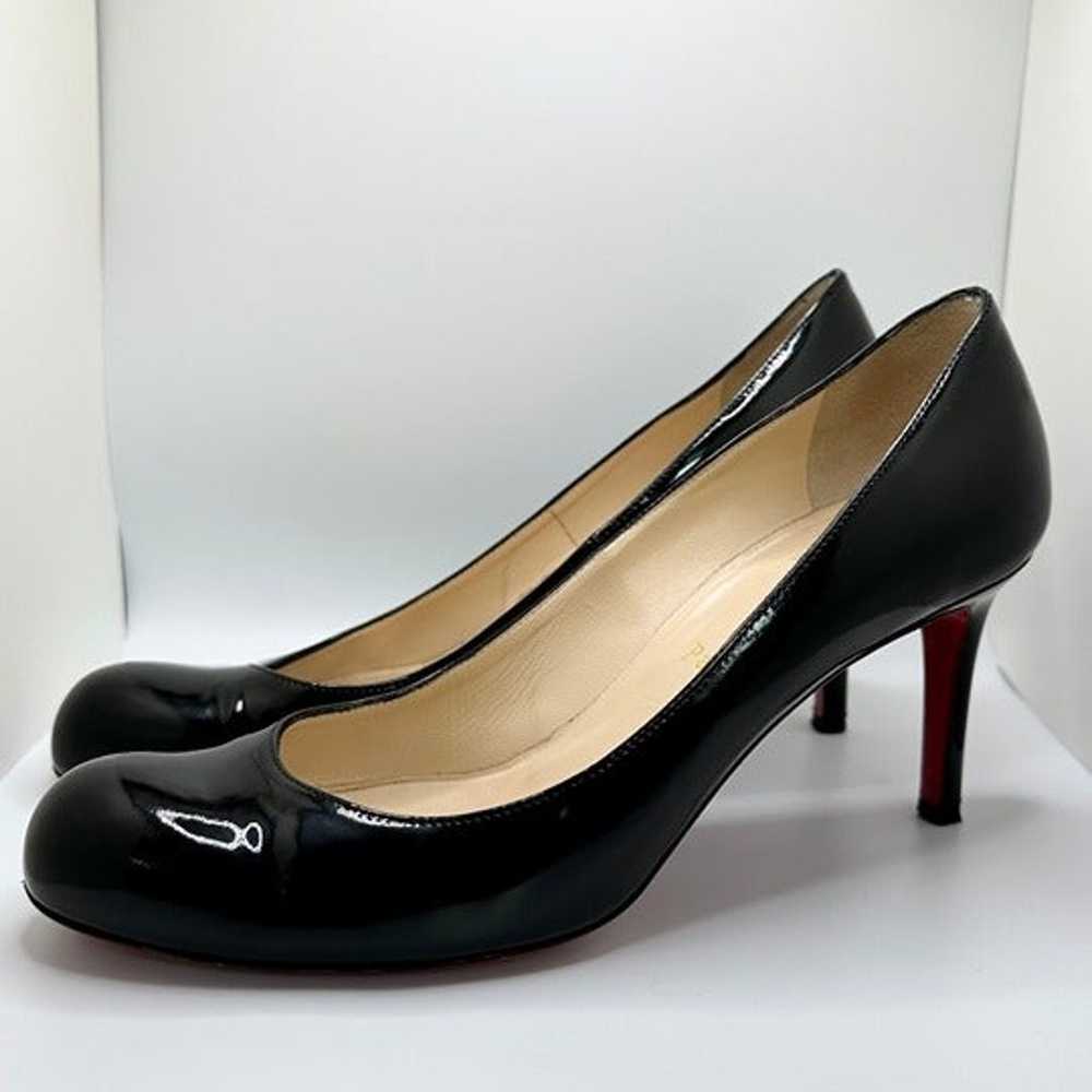 LOUBOUTIN, Christian Black Patent Leather Heels S… - image 1