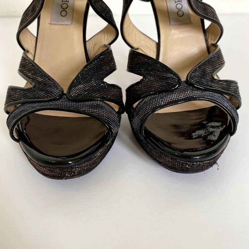 Jimmy Choo Karla Glittery Zebra-Print Sandal Size… - image 4