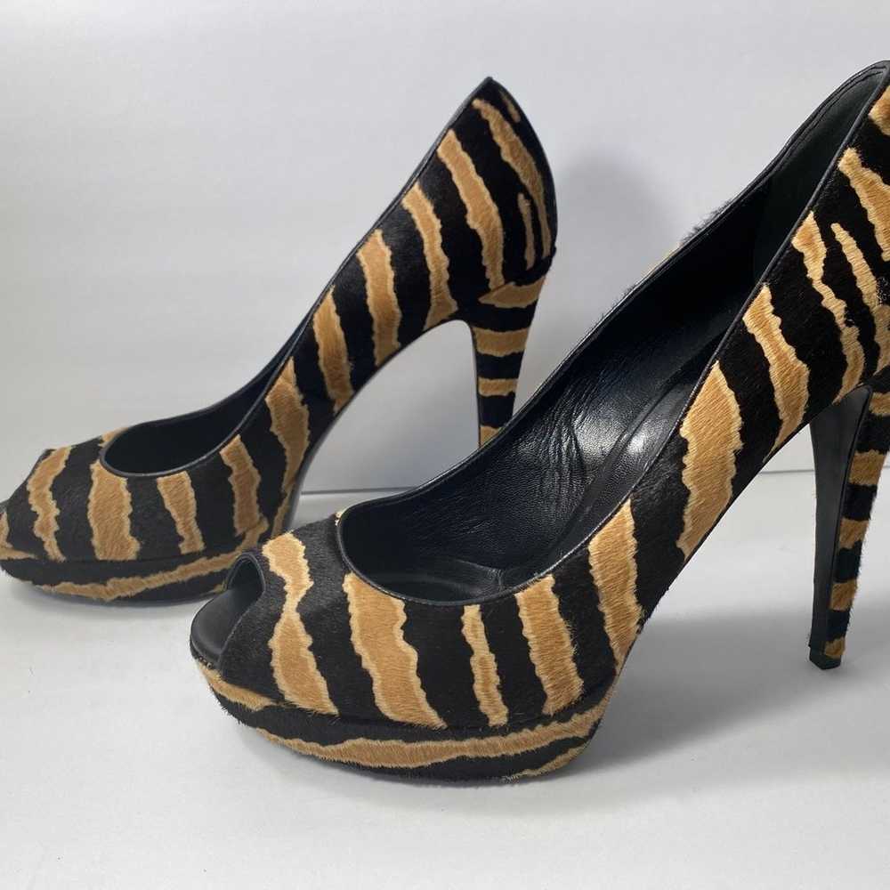 Gucci pumps heels Ponyhair zebra print black tan … - image 3