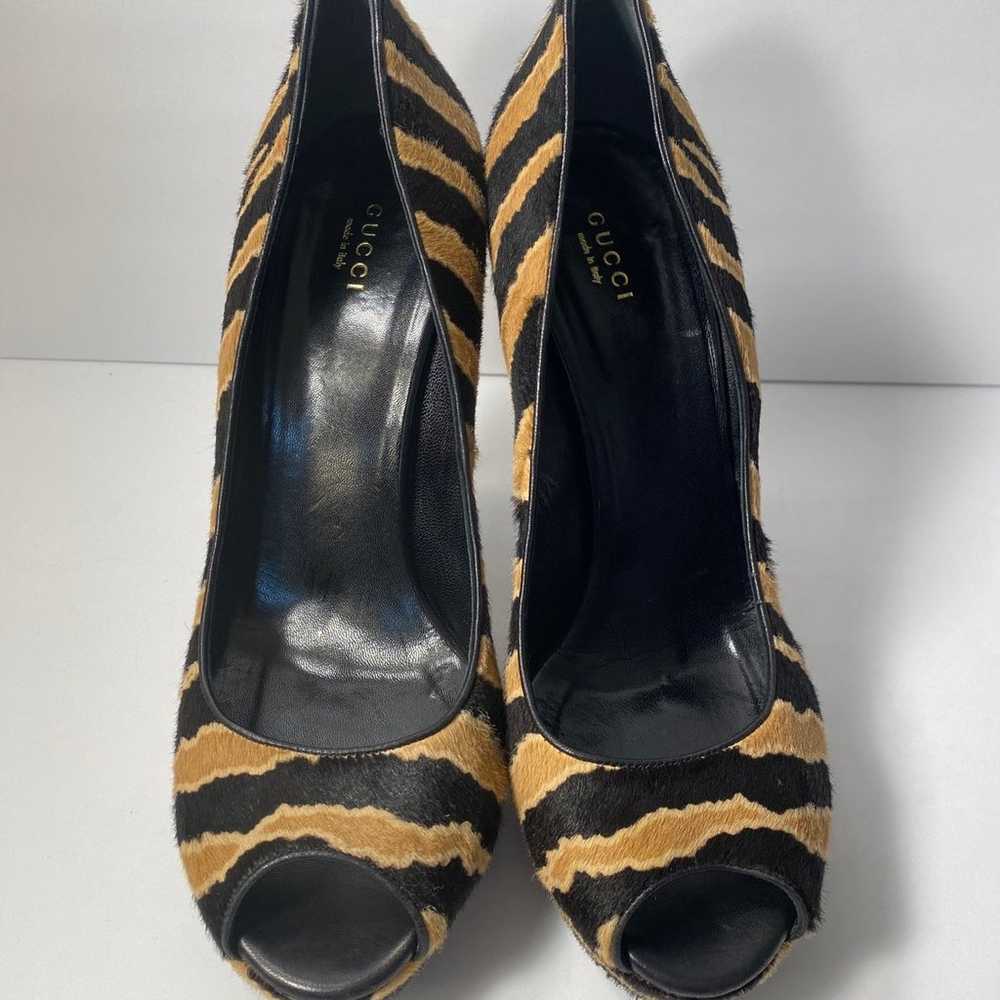 Gucci pumps heels Ponyhair zebra print black tan … - image 5