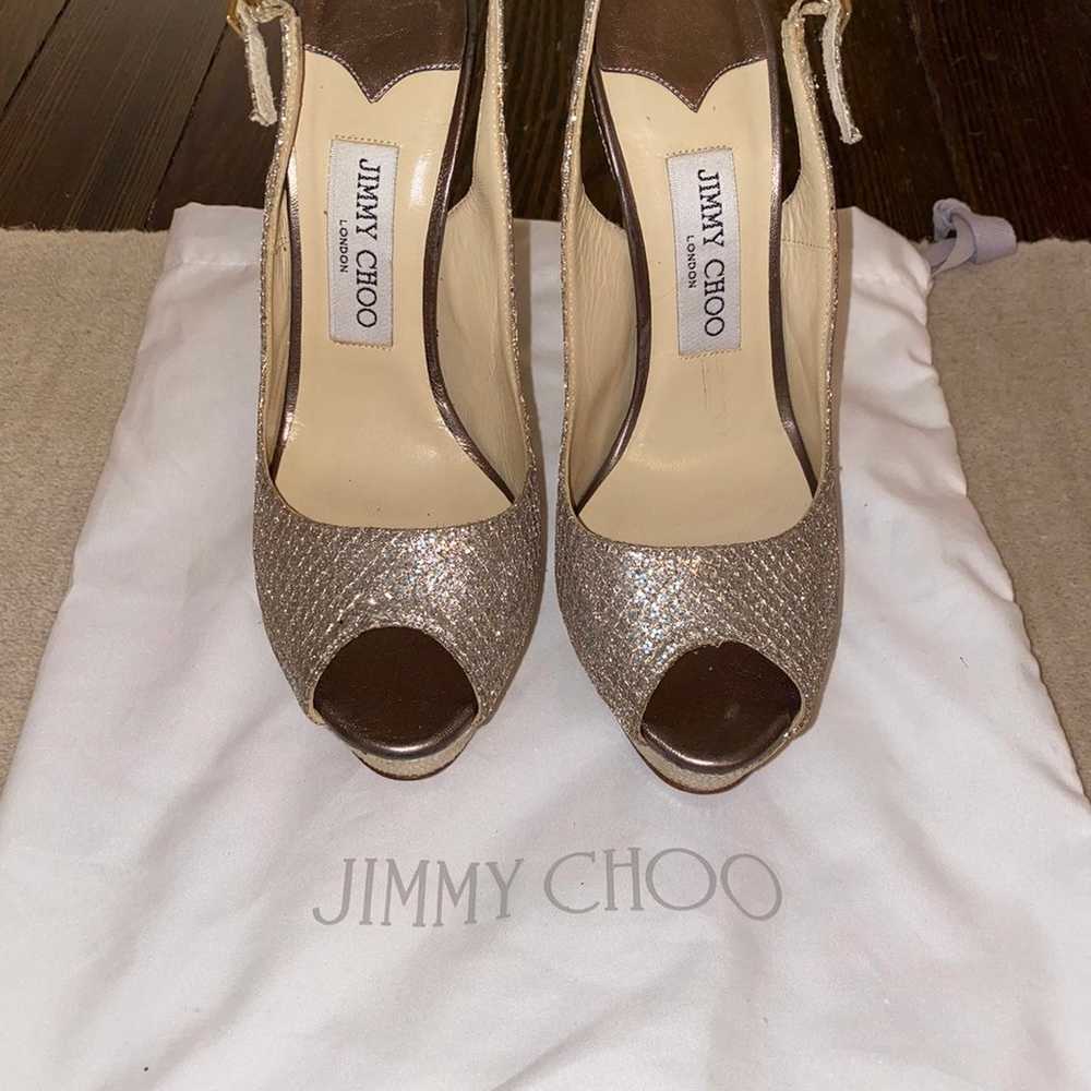 Jimmy Choo Platform Glitter Slingback He Gem