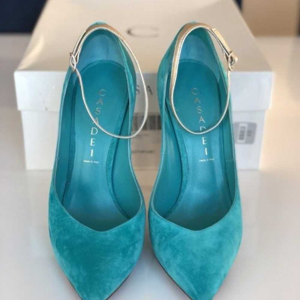 Casadei Turquoise Anice Suede Pumps - image 10