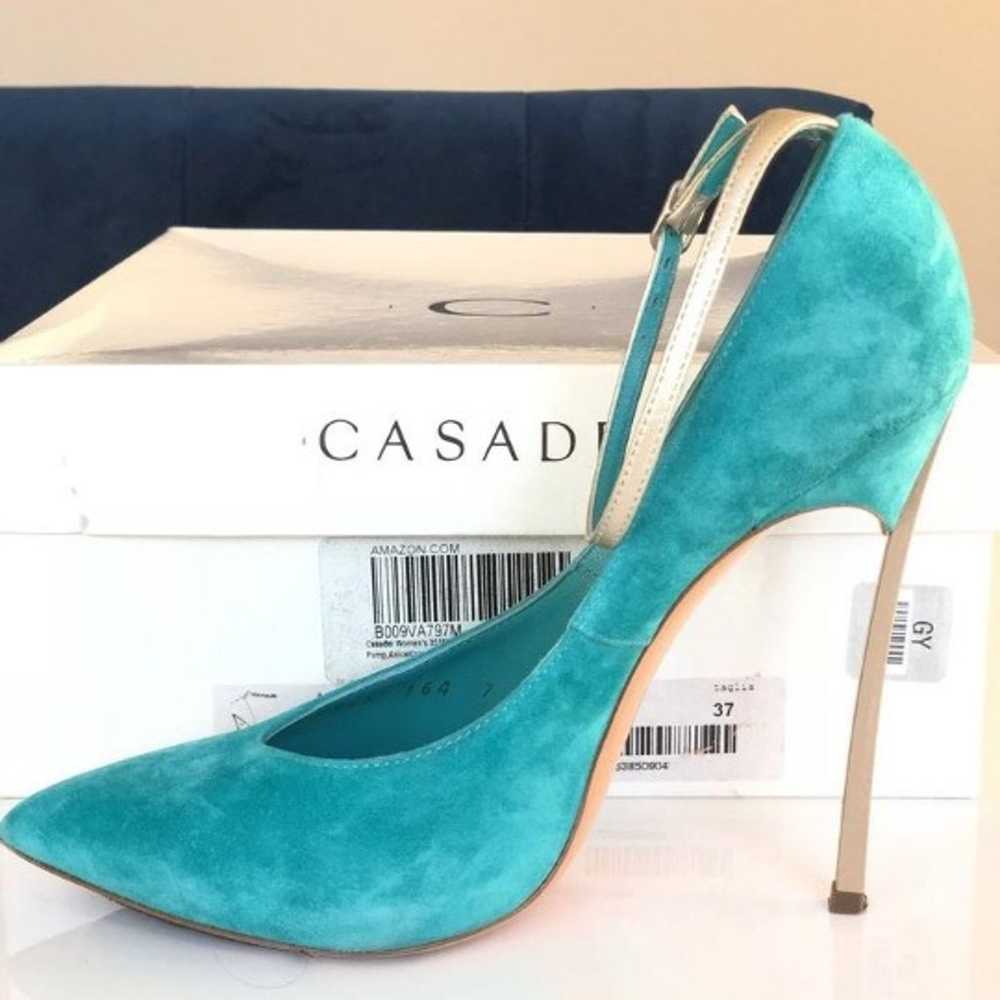 Casadei Turquoise Anice Suede Pumps - image 11
