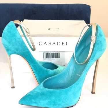 Casadei Turquoise Anice Suede Pumps - image 1