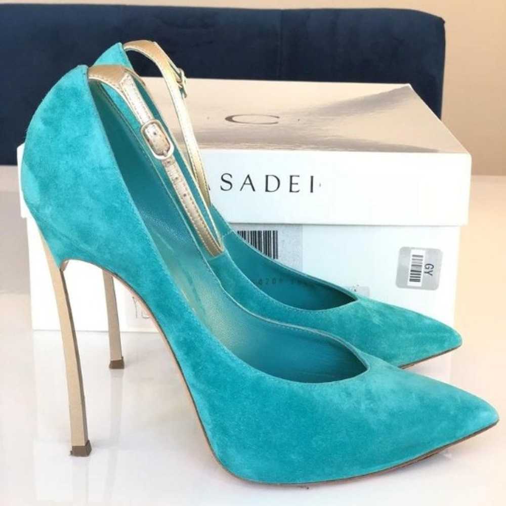Casadei Turquoise Anice Suede Pumps - image 2