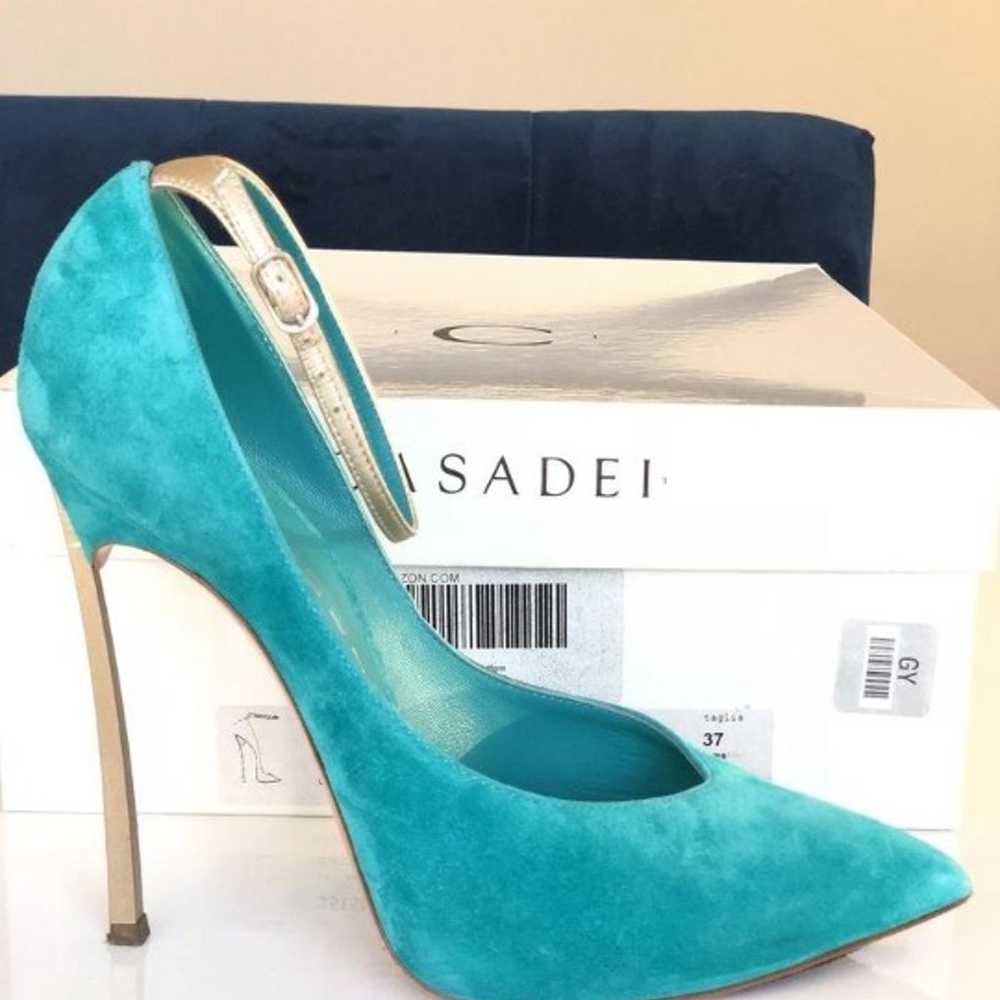 Casadei Turquoise Anice Suede Pumps - image 3