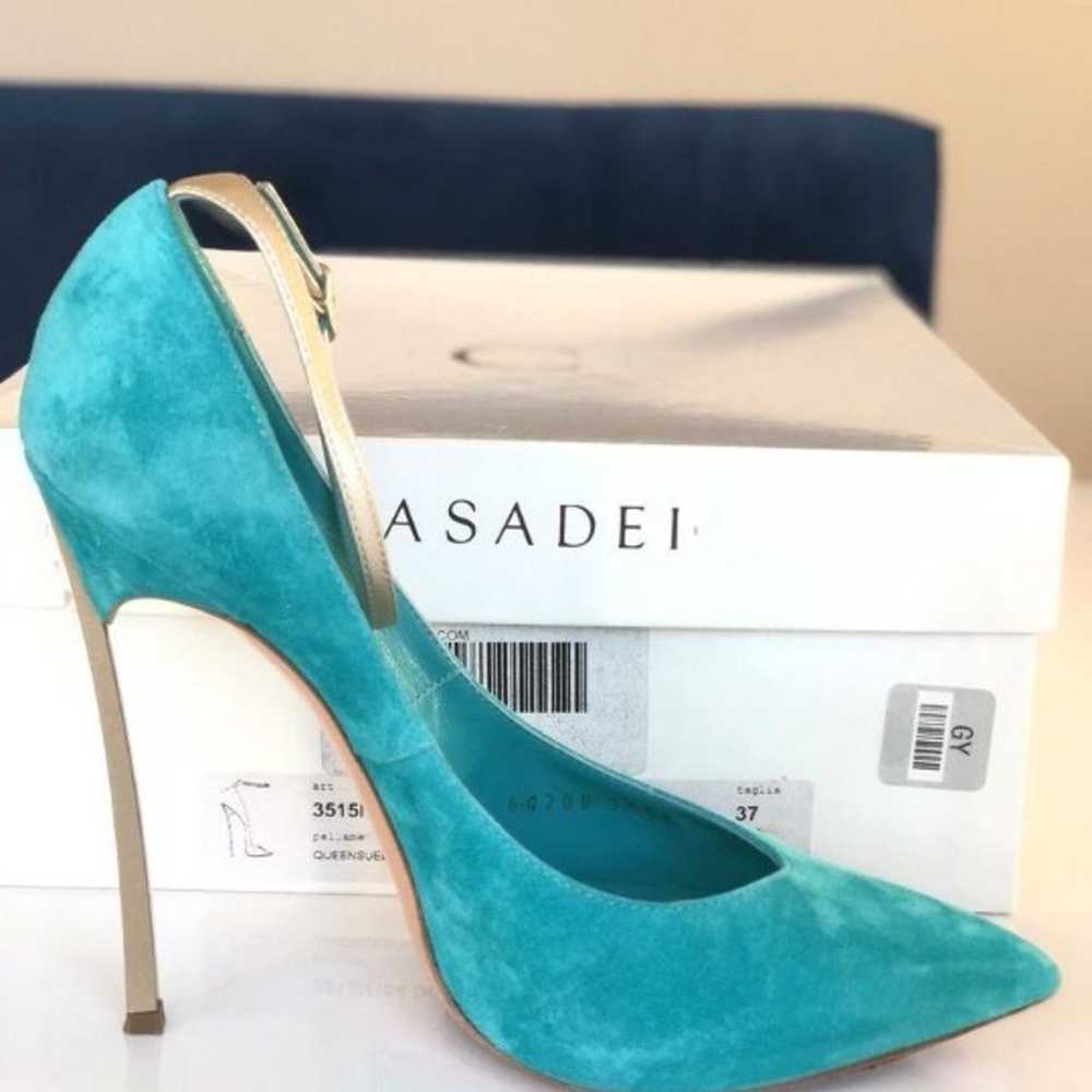 Casadei Turquoise Anice Suede Pumps - image 4