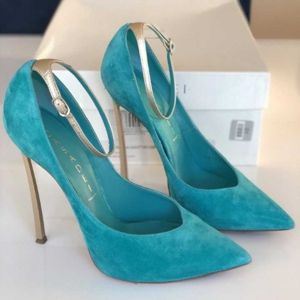 Casadei Turquoise Anice Suede Pumps - image 5