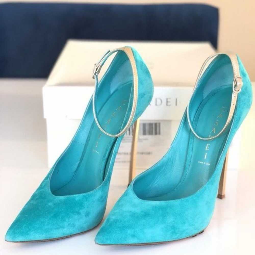 Casadei Turquoise Anice Suede Pumps - image 6