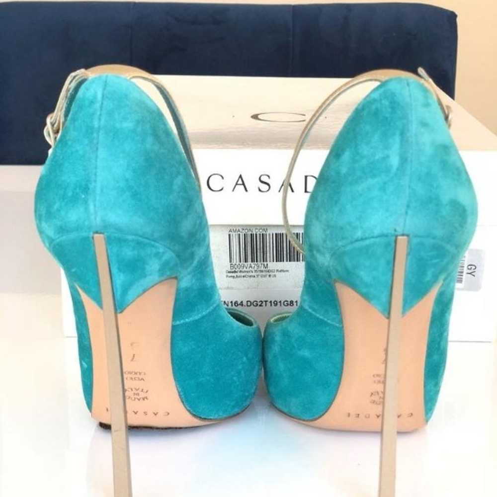 Casadei Turquoise Anice Suede Pumps - image 7
