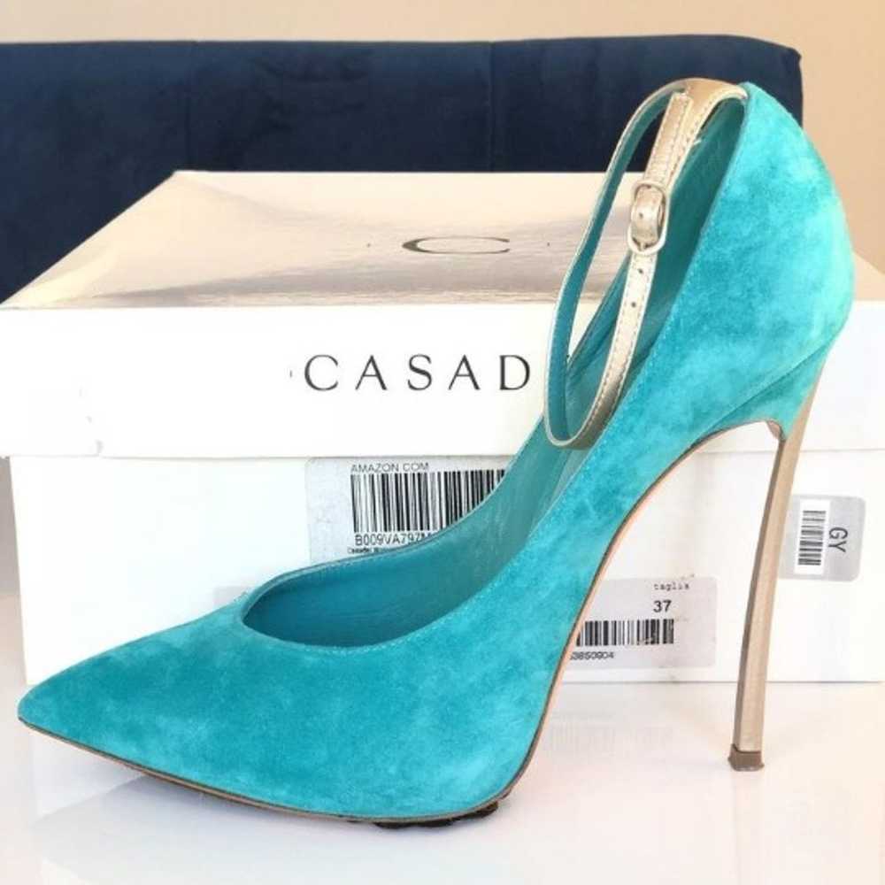 Casadei Turquoise Anice Suede Pumps - image 8