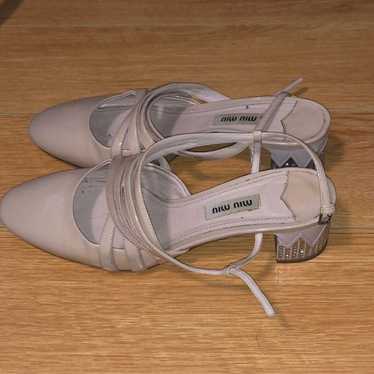 Miu Miu block heel embellished shoes
