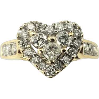 14 Karat Yellow Gold Diamond Heart Ring Size 6.25 
