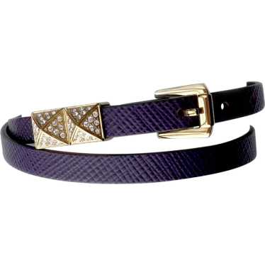 Double Wrap Leather Bracelet with Double Pyramids: