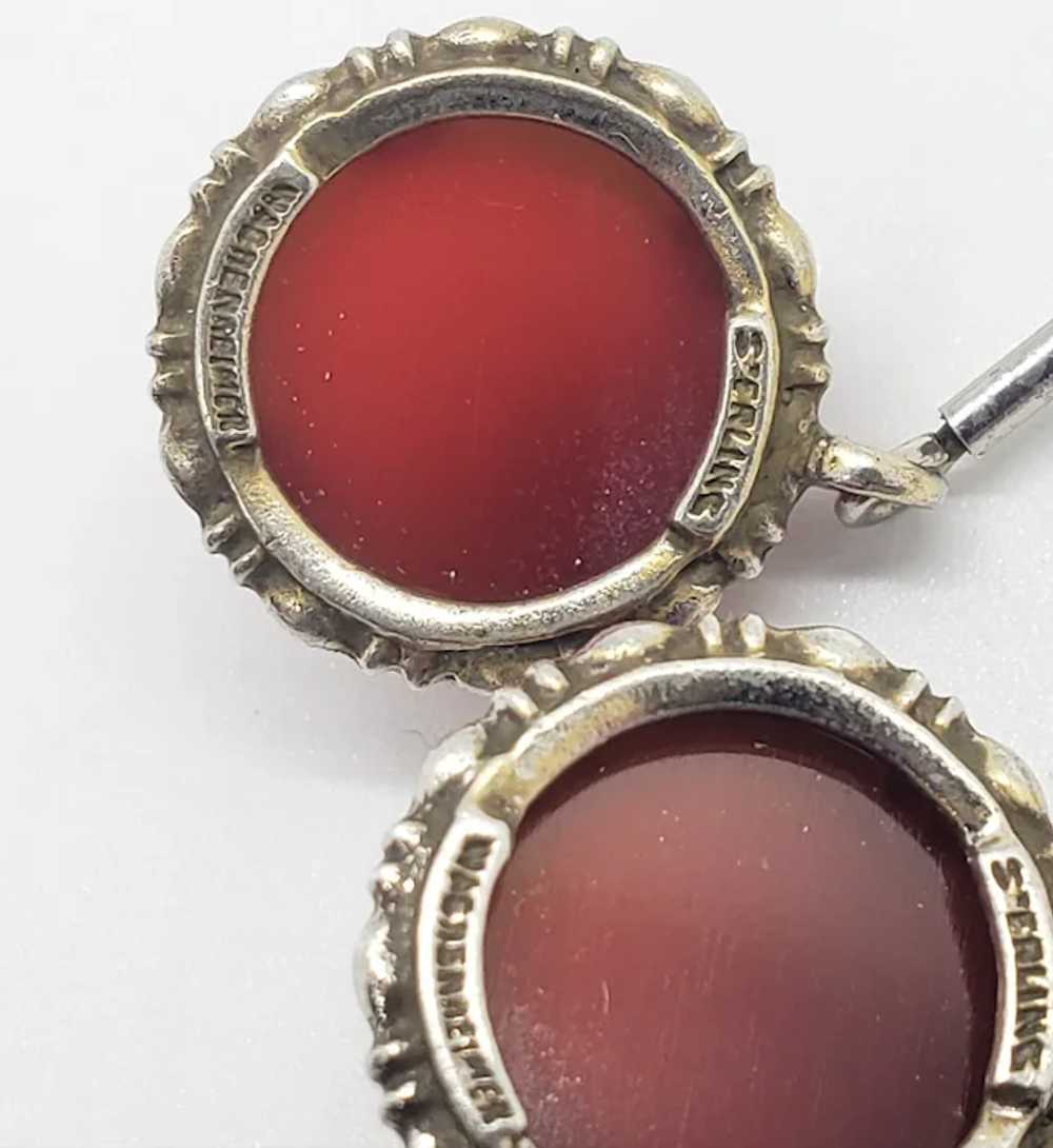 Antique Victorian Carnelian Drop Earrings 925 Ste… - image 7