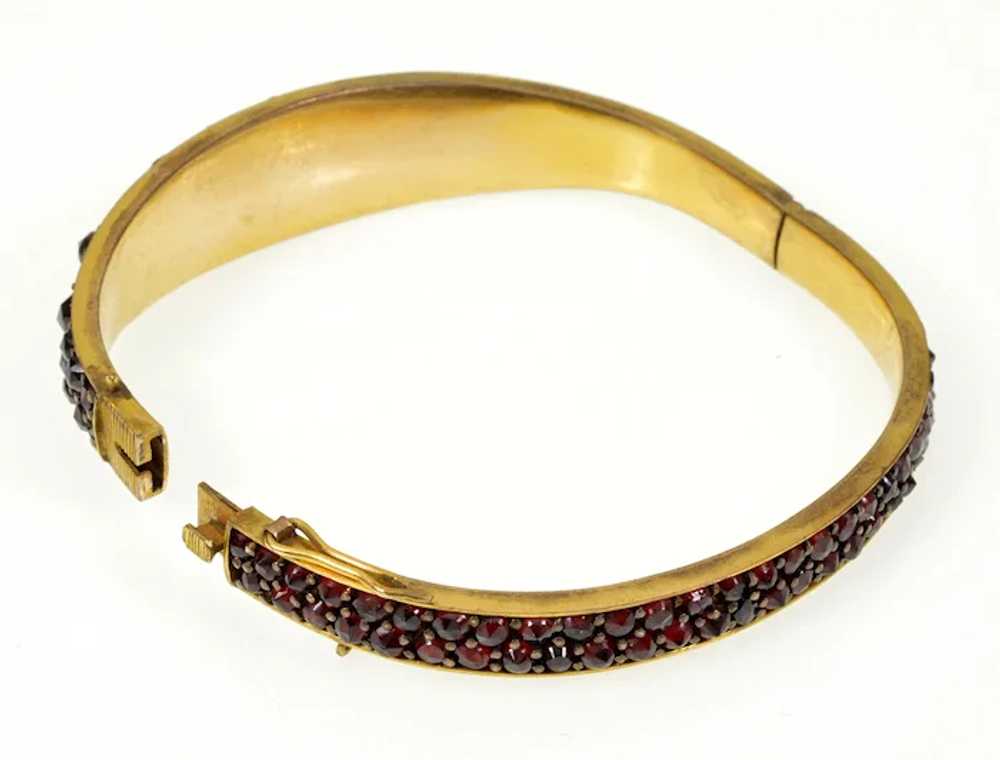 Antique Victorian Bohemian Garnet Bangle Bracelet… - image 4
